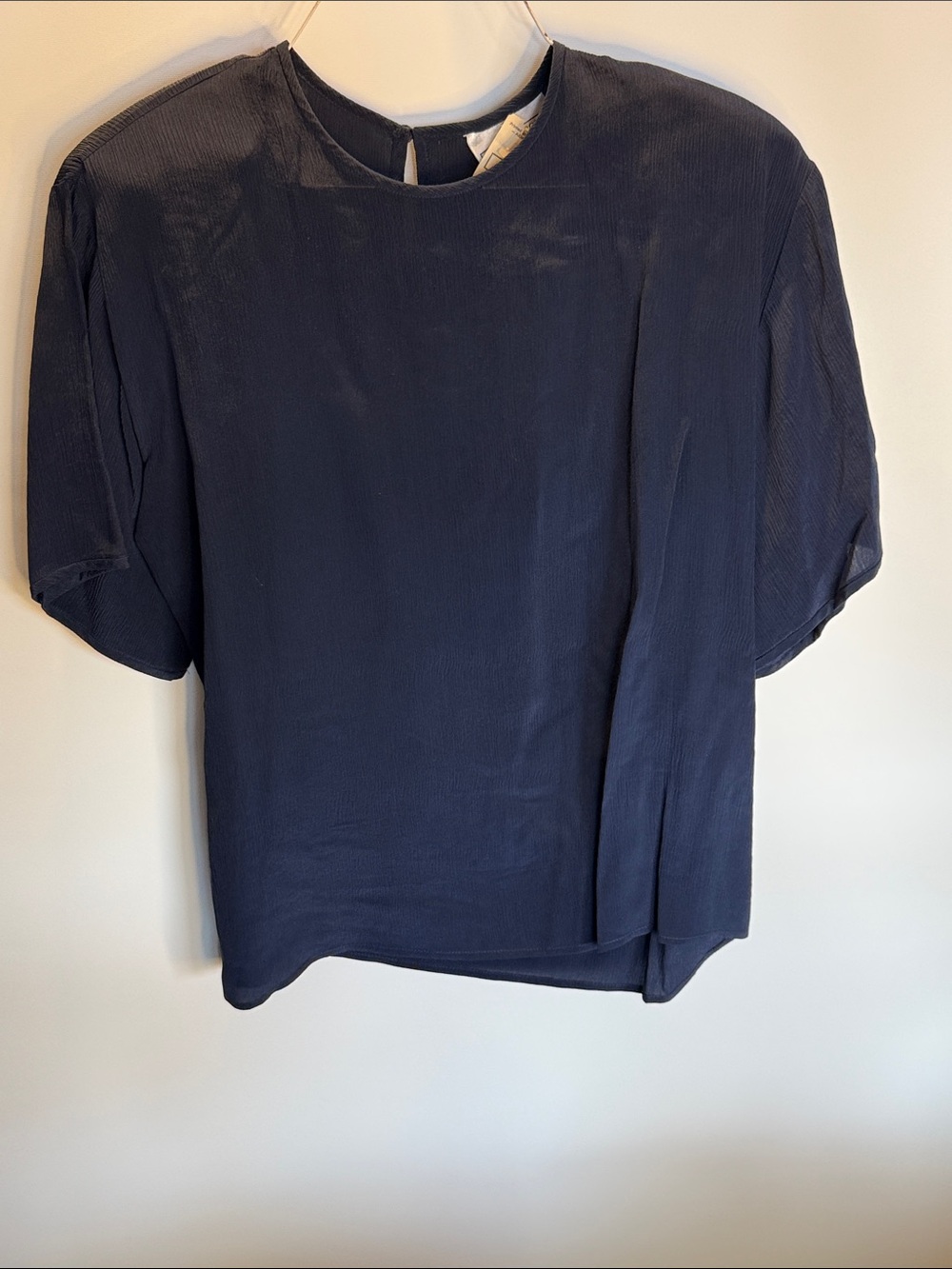 Evan Picone Women's Navy Short Sleeve Blouse 100% Silk- Classic Style Size:6